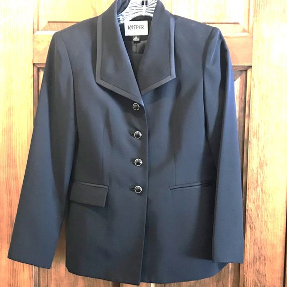 BLACK KASPER PETITE PANT SUIT FOR WOMEN, SIZE 2P, CAREER PROFESSIONAL BUSINESS - Picture 1 of 5